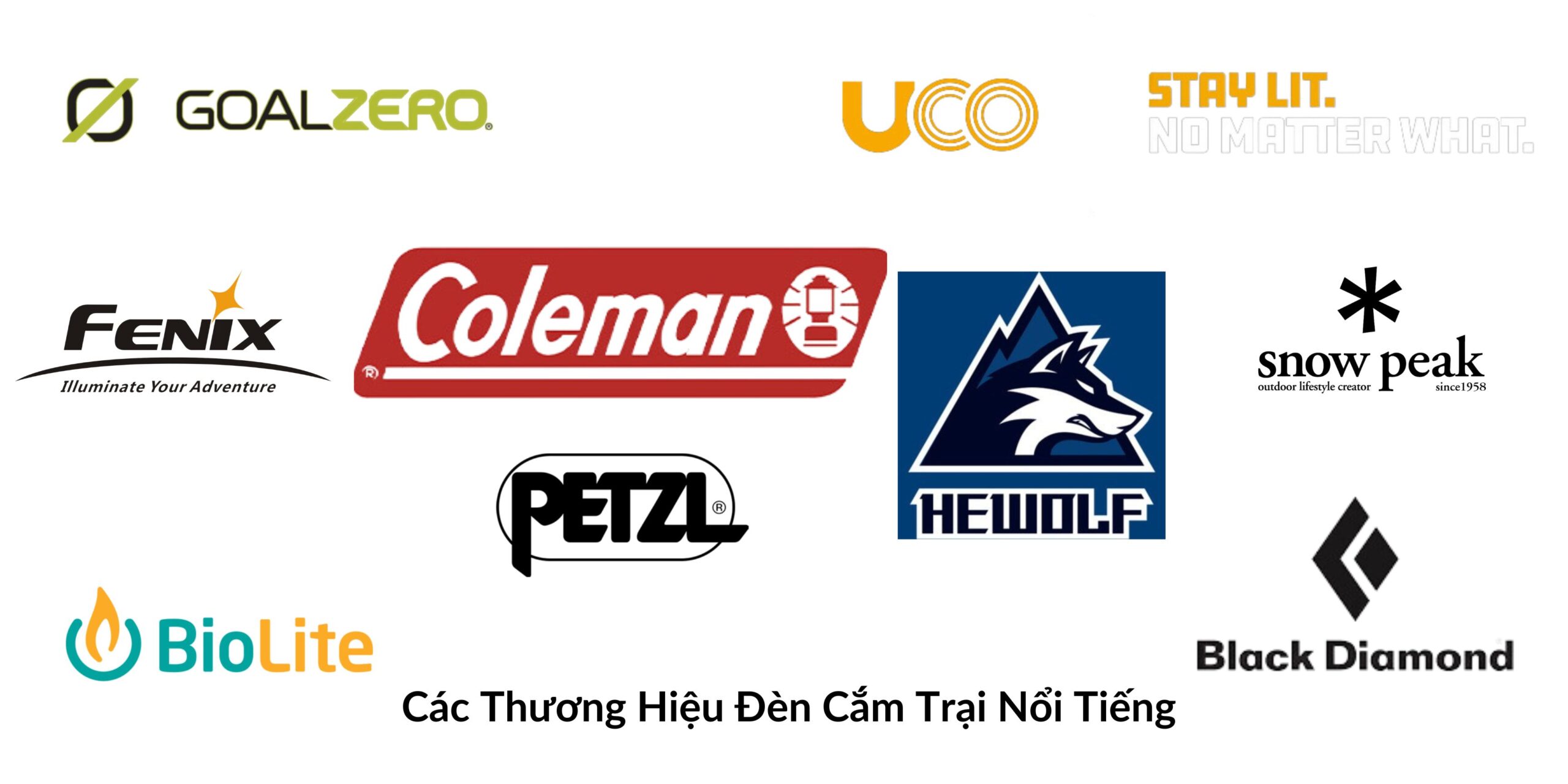 tổng hợp logo của 10 thương hiệu sản xuất đèn cắm trại